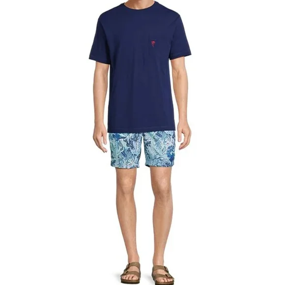 Caribbean Mens ShortRetro Coral Print 7 Inseam Size Large